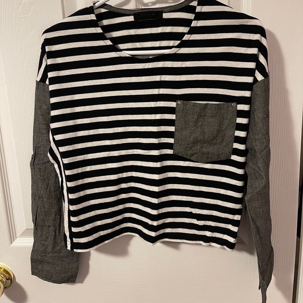 EUC Japanese fashion Stripe long sleeves shirt